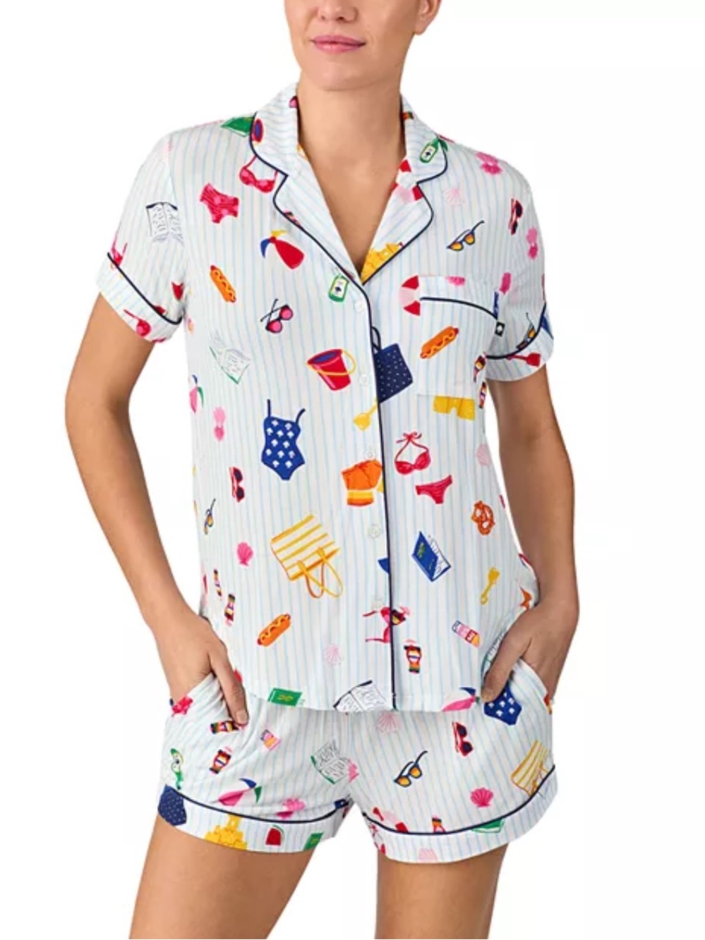 Kate Spade Beach Trip Print Short PJ Set Size Large